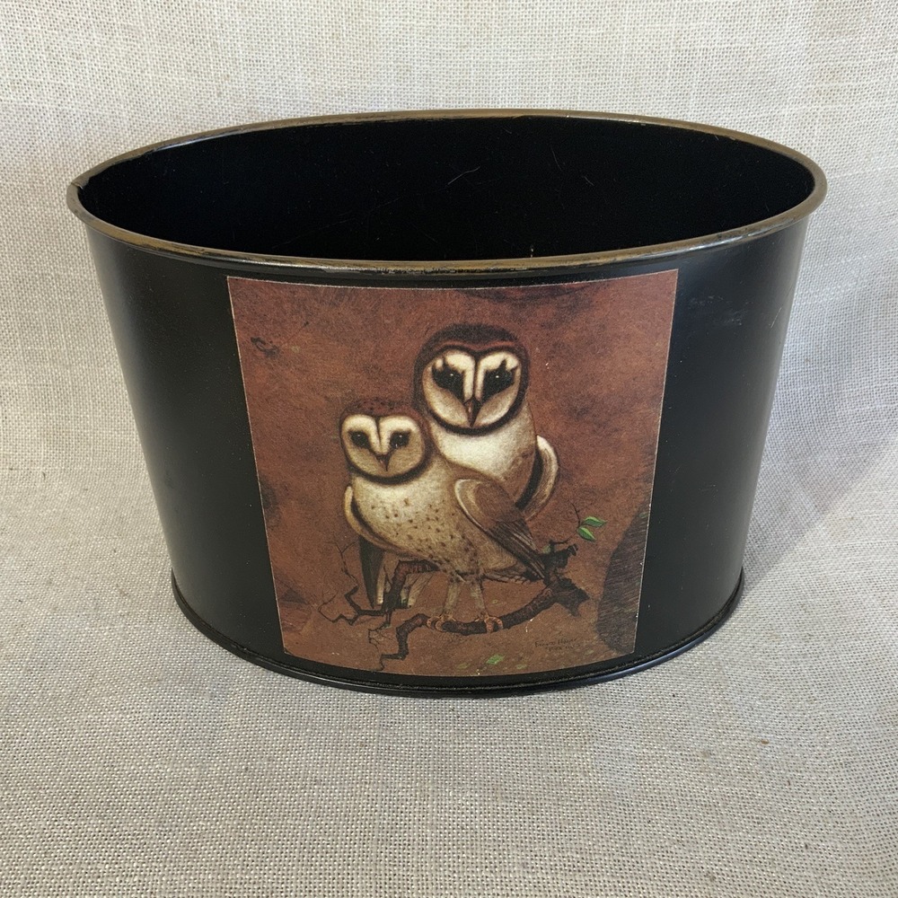 VTG Keller Charles of Philadelphia Owls Metal Desk Trash‎ Can Pen Holder Oval